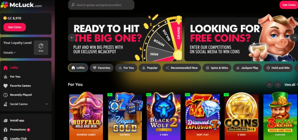 McLuck casino homepage